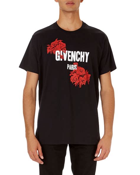 givenchy logo-and-rose graphic t-shirt|Givenchy T.